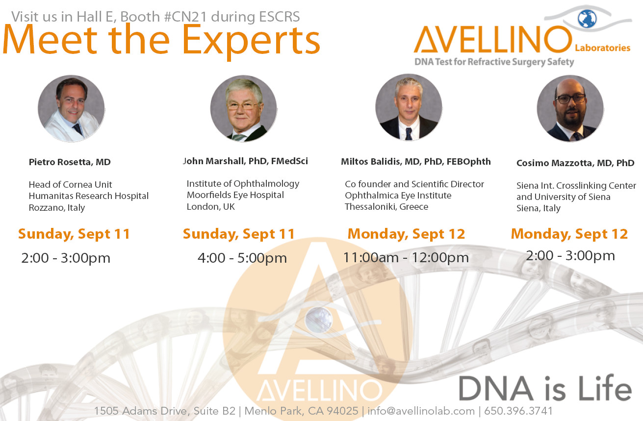 Ο Μίλτος Μπαλίδης PhD, FEBOphth, ICOphth στο Avellino Labs booth - side Meet Τhe Expert (MTE) session του ESCRS 2 MTE 2